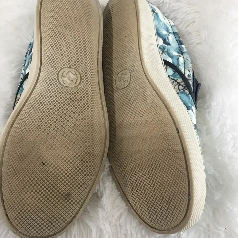 Gucci Blue Floral Slip-On Sneakers - Picture 4 of 13